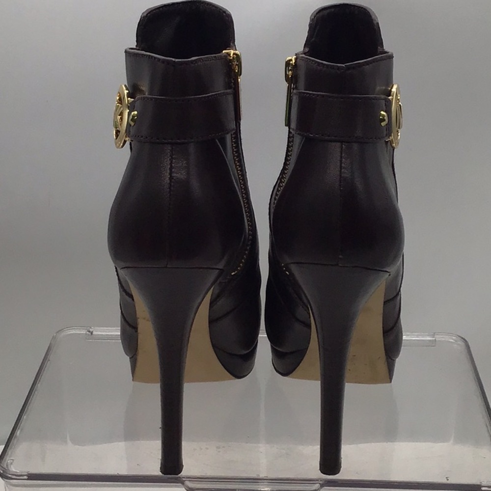 Michael Kors Brown Leather Heel Ankle Boot - Picture 3 of 10